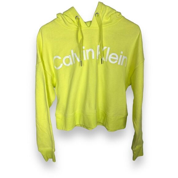 Calvin Klein Performance neon Cropped Hoodie NWOT - Picture 1 of 4